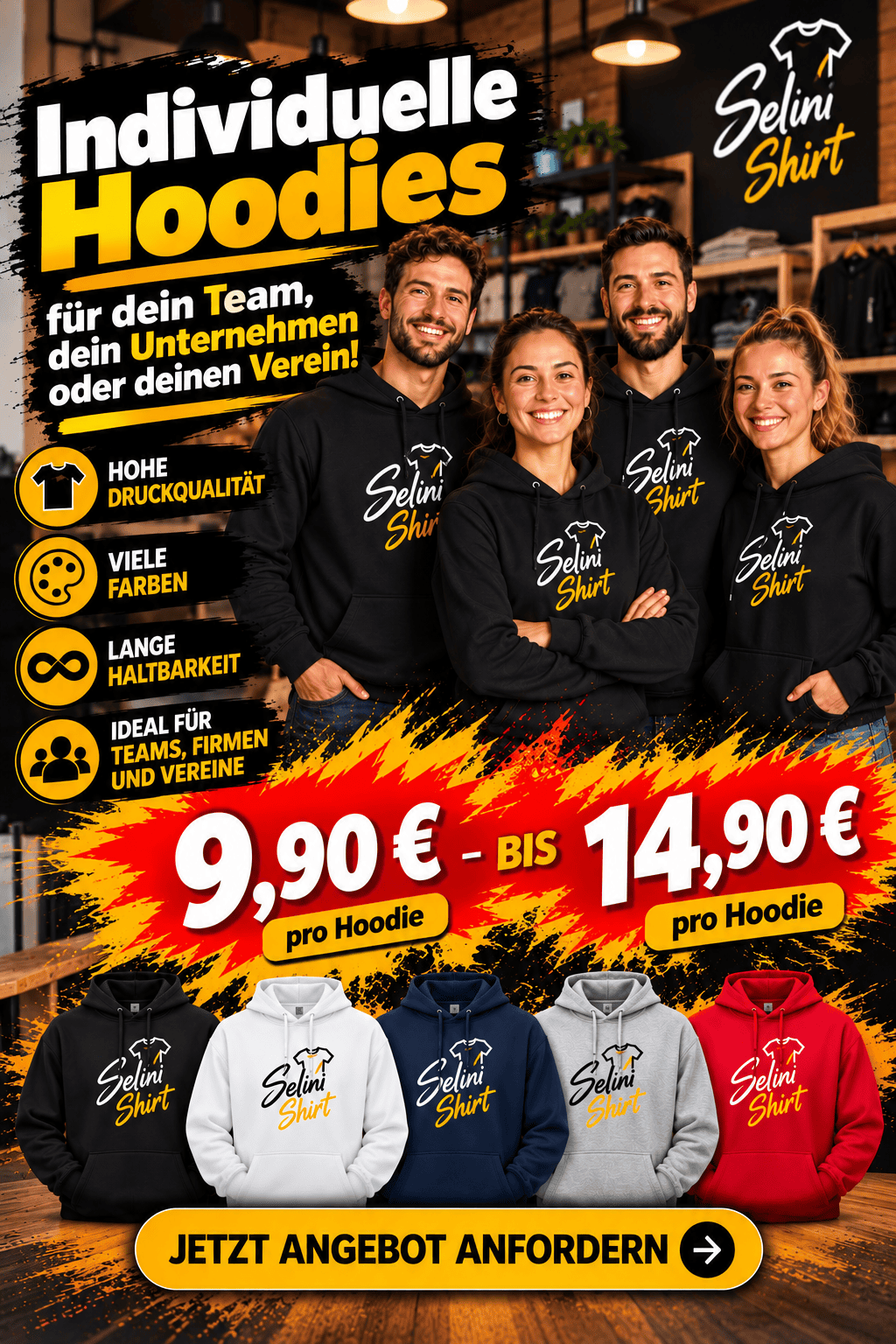 Hoodies mit Firmenlogo bedrucken in Berlin ab 9,90 €